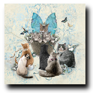 A Tisket a Tasket Cats in a Basket - Canvas Print