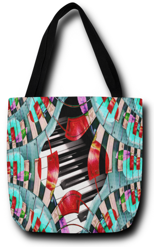 Piano Keys Sway - Tote Bag - Lisa Dailey Black Cat Art & Design