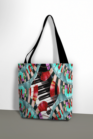 Piano Keys Sway - Tote Bag - Lisa Dailey Black Cat Art & Design