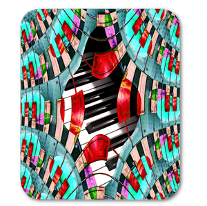 Piano Keys Sway - Mouse Pad - Lisa Dailey Black Cat Art & Design