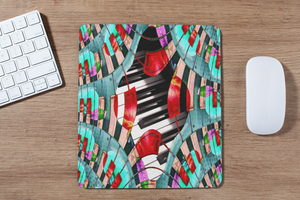 Piano Keys Sway - Mouse Pad - Lisa Dailey Black Cat Art & Design