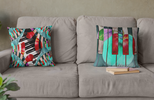 Piano Keys Sway - Throw Pillow - Lisa Dailey Black Cat Art & Design