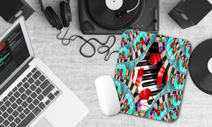 Piano Keys Sway - Mouse Pad - Lisa Dailey Black Cat Art & Design