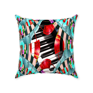 Piano Keys Sway - Throw Pillow - Lisa Dailey Black Cat Art & Design