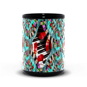 Piano Keys Sway - Black Mug - Lisa Dailey Black Cat Art & Design