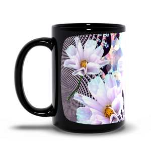 Lavender Beauties - Black Mug - Lisa Dailey Black Cat Art & Design