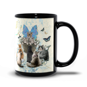 A Tisket a Tasket Cats in a Basket - Black Mug