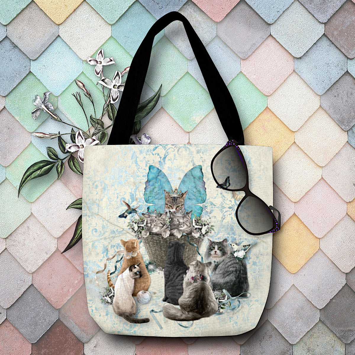 A Tisket a Tasket Cats in a Basket - Tote Bag