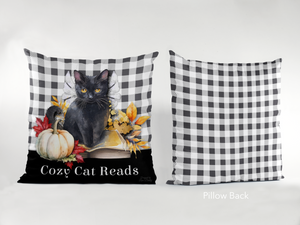 Cozy Cat Reads - Throw Pillow