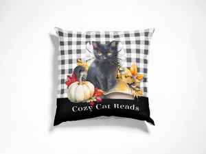 Cozy Cat Reads - Throw Pillow