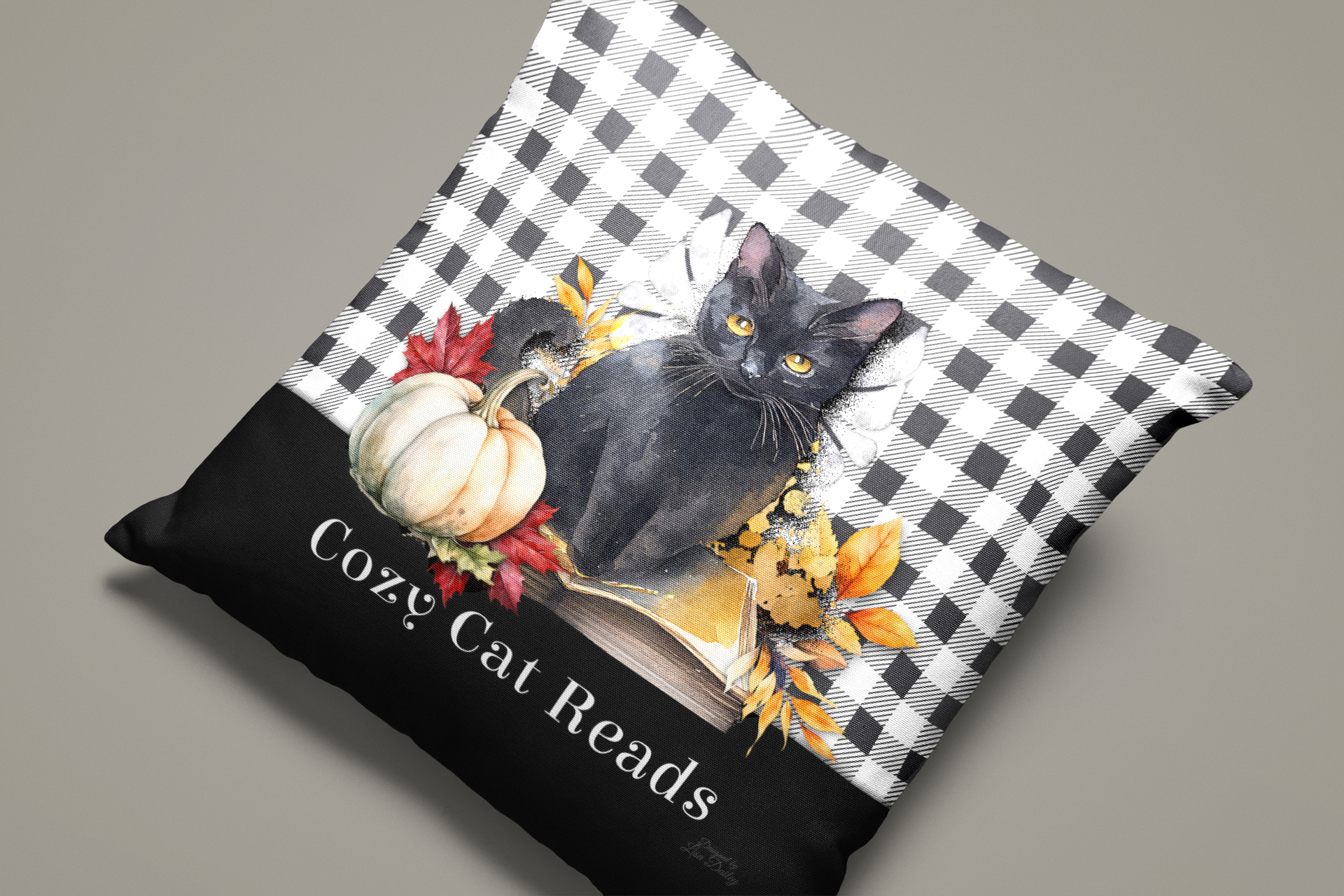 Cozy Cat Reads - Throw Pillow