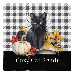 Cozy Cat Reads - Throw Pillow