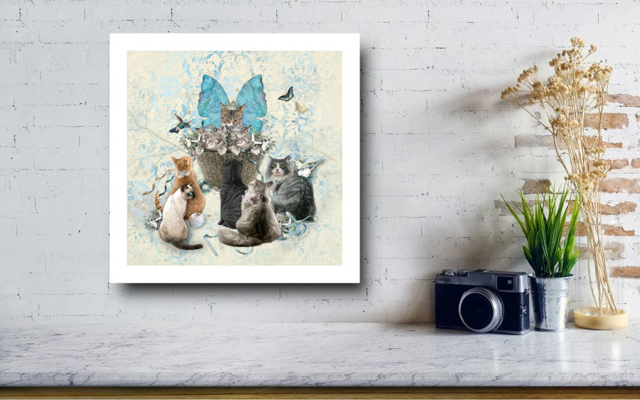A Tisket a Tasket Cats in a Basket - Art Print