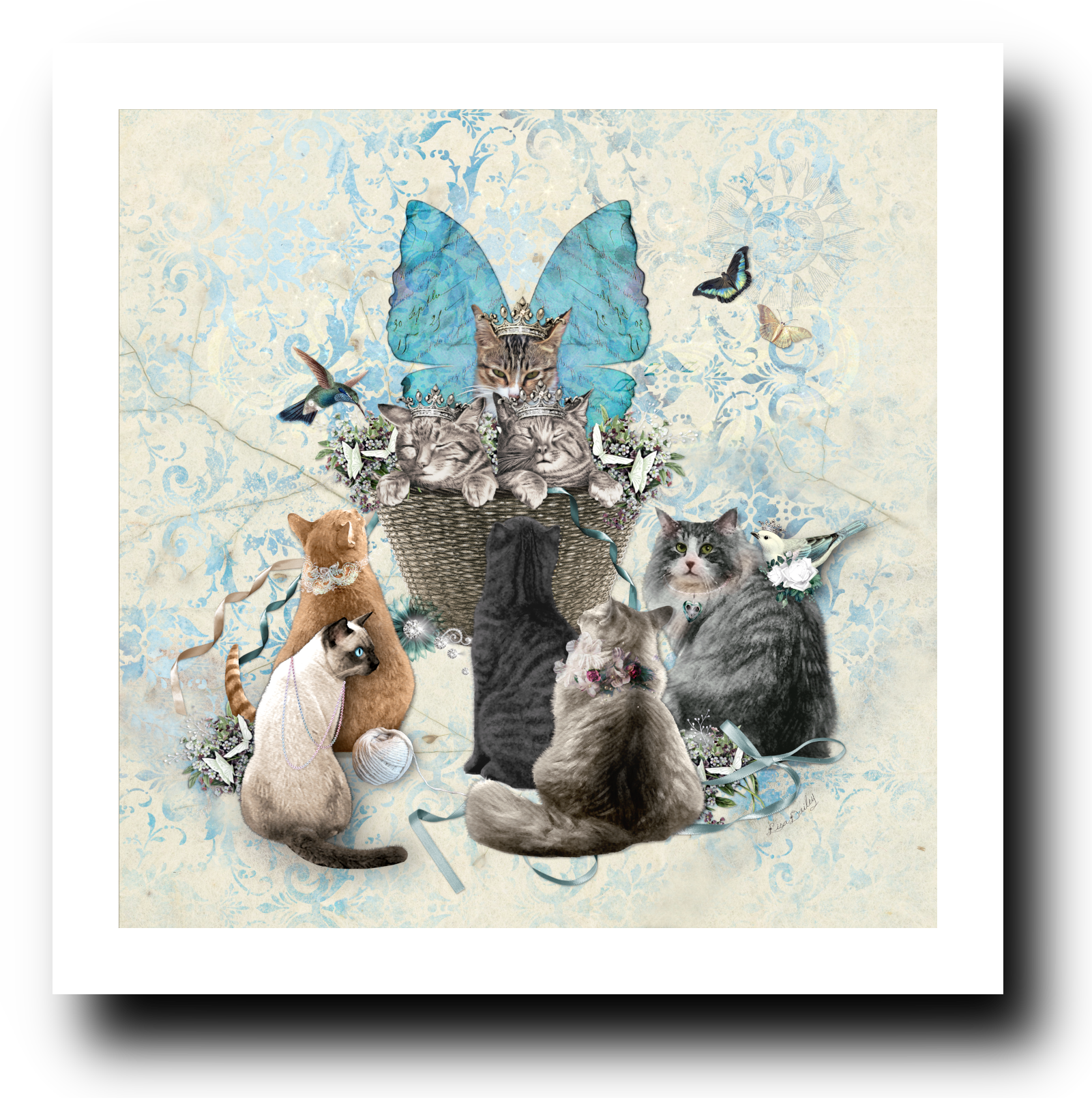 A Tisket a Tasket Cats in a Basket - Art Print