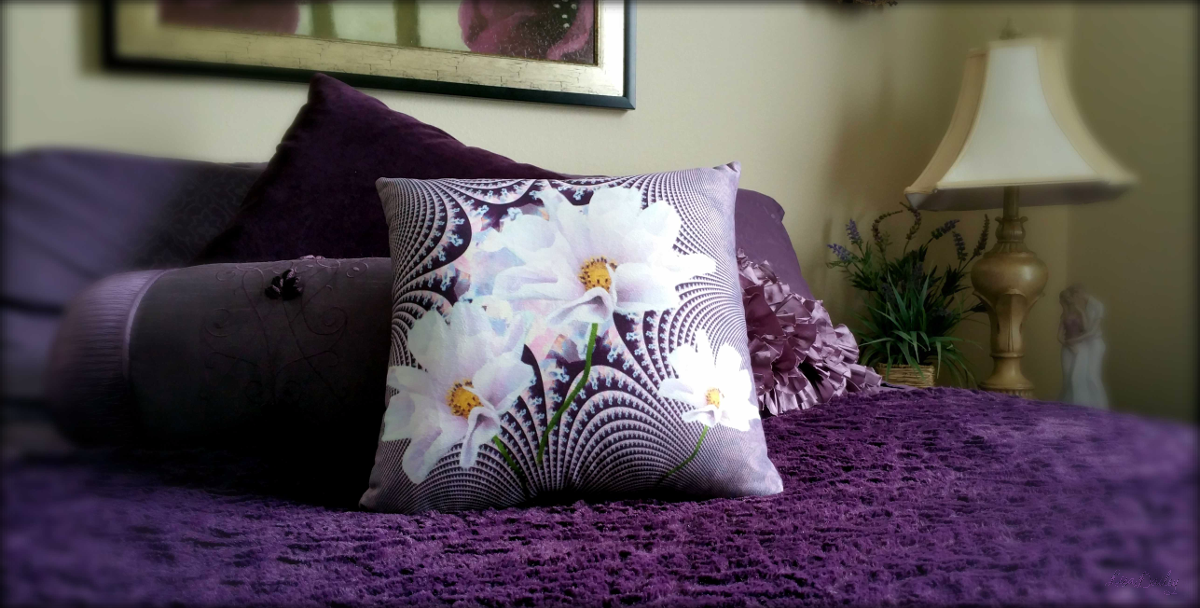 Lavender Beauties - Throw Pillow - Lisa Dailey Black Cat Art & Design