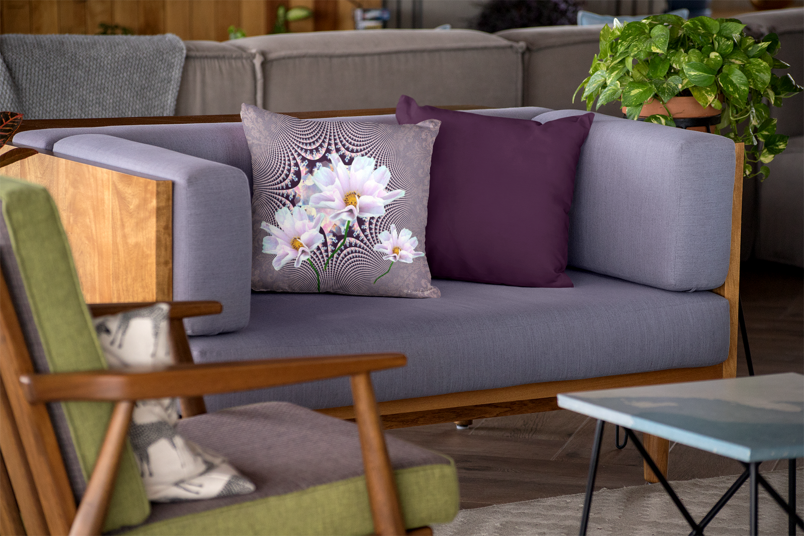 Lavender Beauties - Throw Pillow - Lisa Dailey Black Cat Art & Design