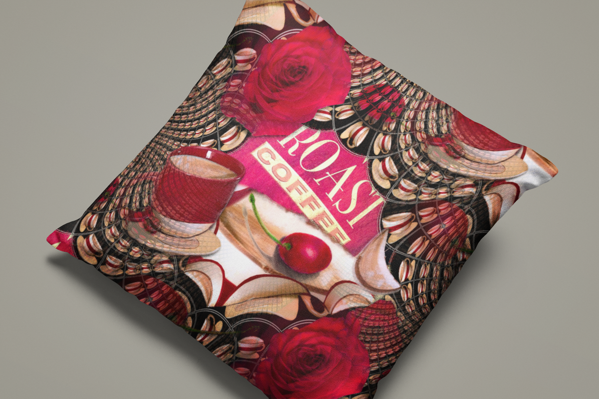 Life is a Cup of Cherries - Throw Pillow - Lisa Dailey Black Cat Art & Design