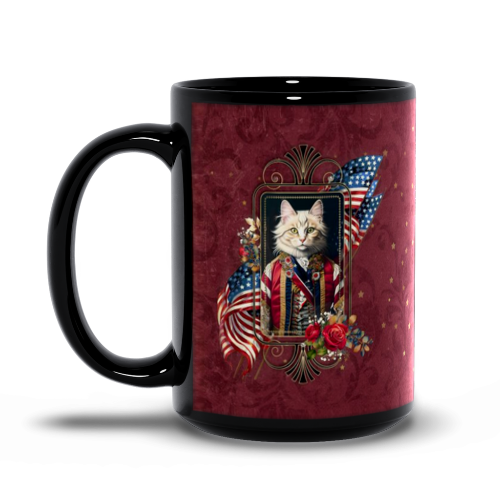 Patriotic Persian Cat - Black Mug
