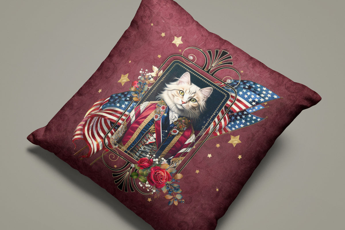 Patriotic Persian Cat - Throw Pillow