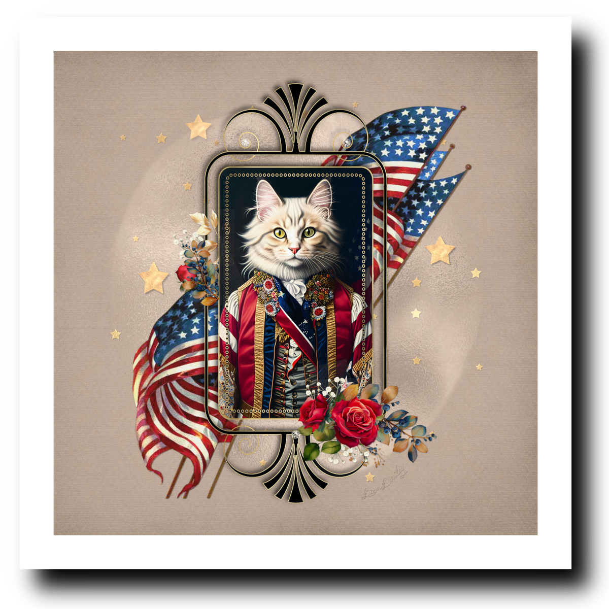 Patriotic Persian Cat - Art Print