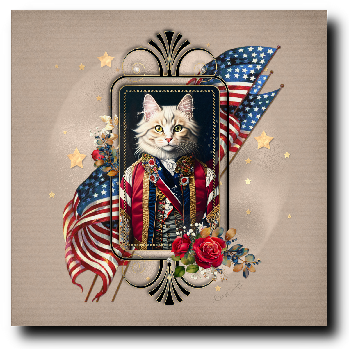 Patriotic Persian Cat - Canvas Print