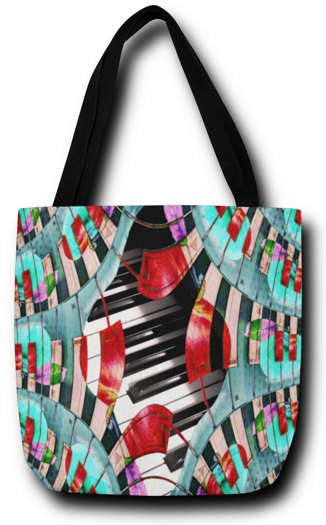 Piano Keys Sway - Tote Bag - Lisa Dailey Black Cat Art & Design