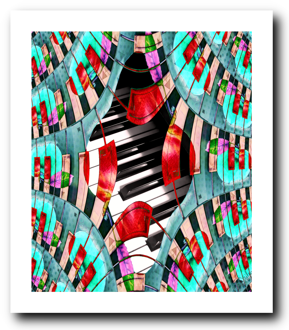 Piano Keys Sway - Art Print - Lisa Dailey Black Cat Art & Design