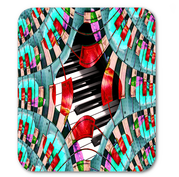 Piano Keys Sway - Mouse Pad - Lisa Dailey Black Cat Art & Design