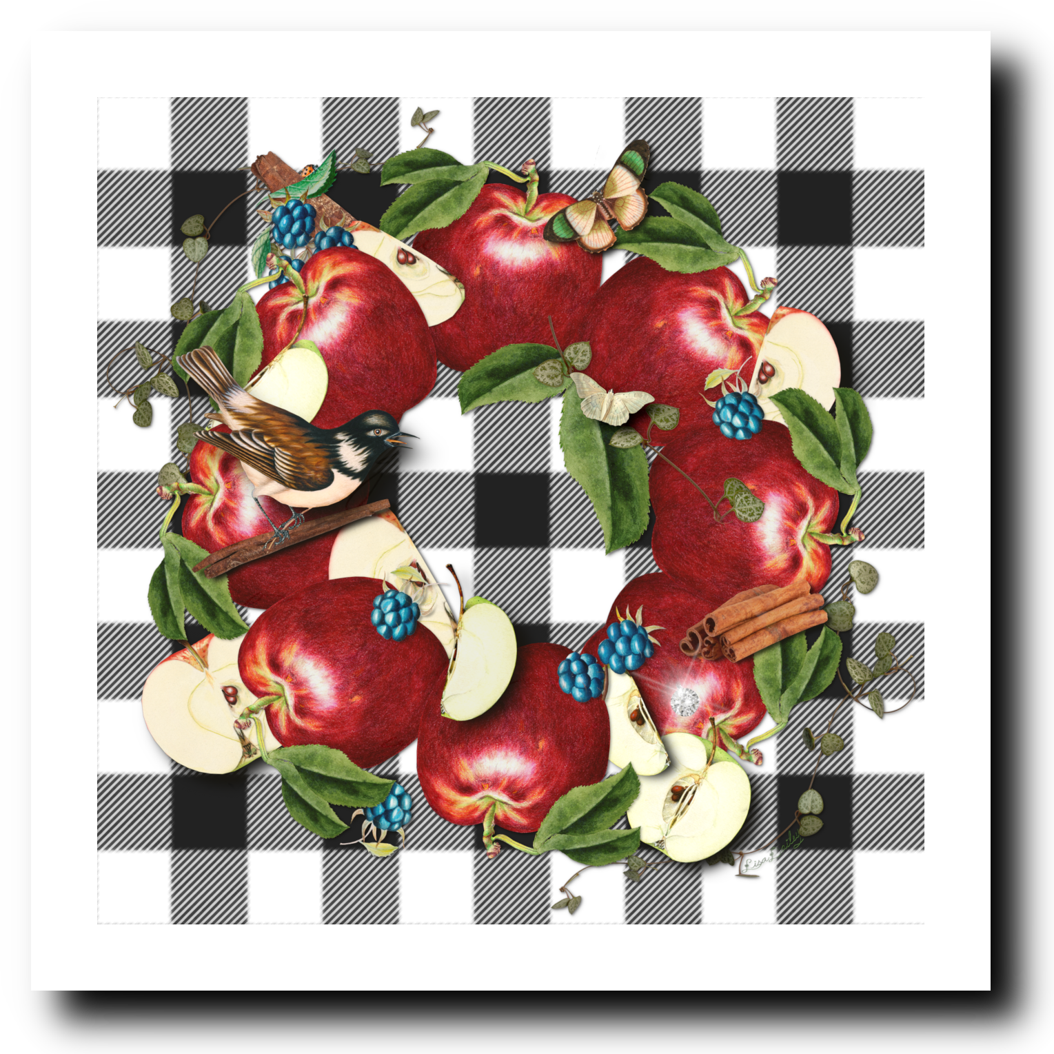 Sweet Apple Pie - Buffalo Plaid - Art Print