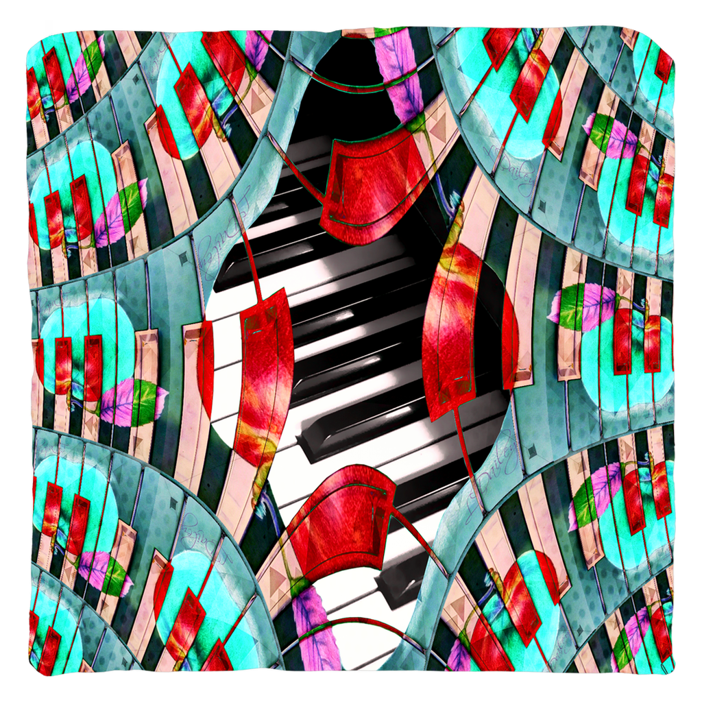Piano Keys Sway - Throw Pillow - Lisa Dailey Black Cat Art & Design