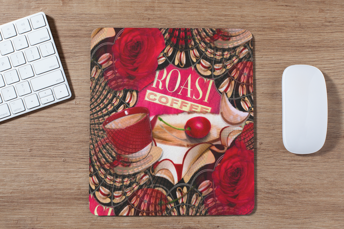 Life is a Cup of Cherries - Mouse Pad - Lisa Dailey Black Cat Art & Design