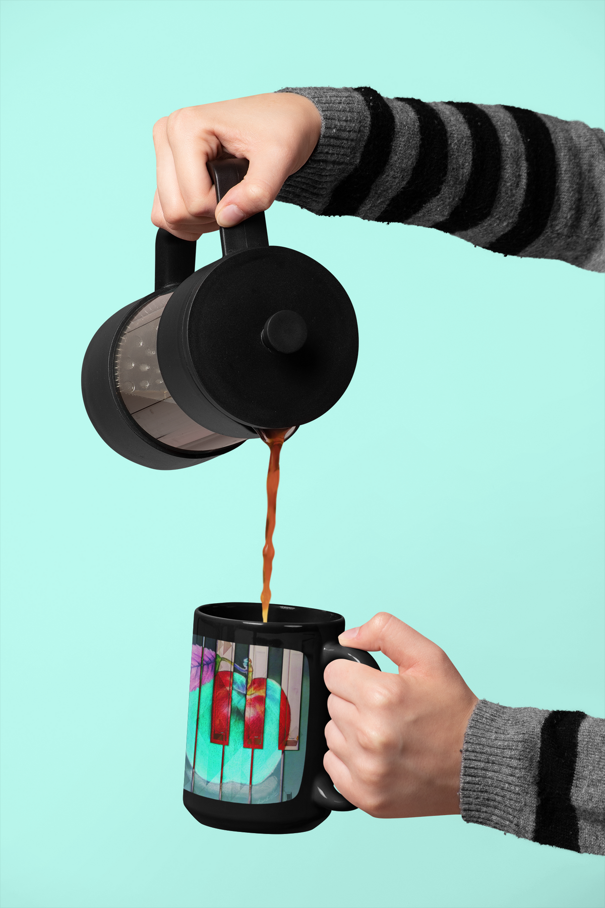 Glowing Apple - Black Mug - Lisa Dailey Black Cat Art & Design