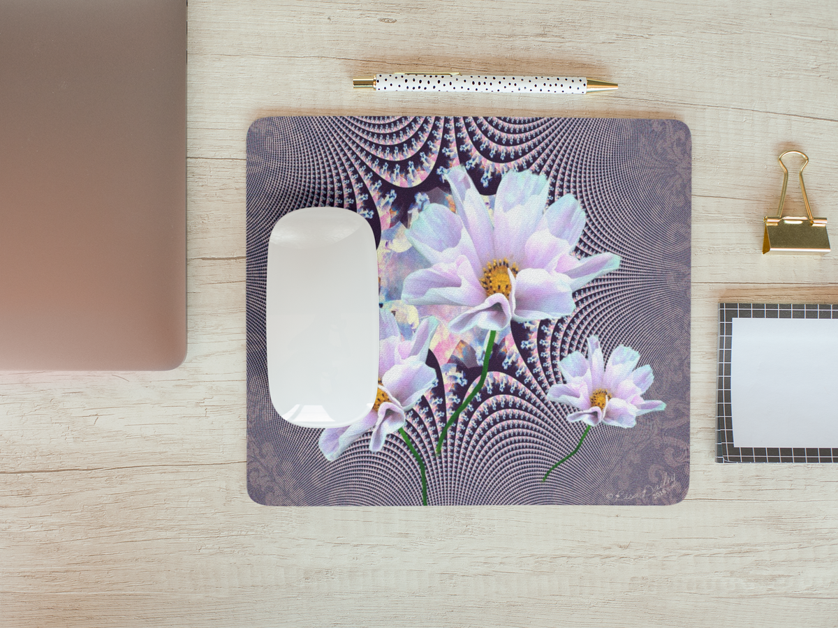 Lavender Beauties - Mouse Pad - Lisa Dailey Black Cat Art & Design