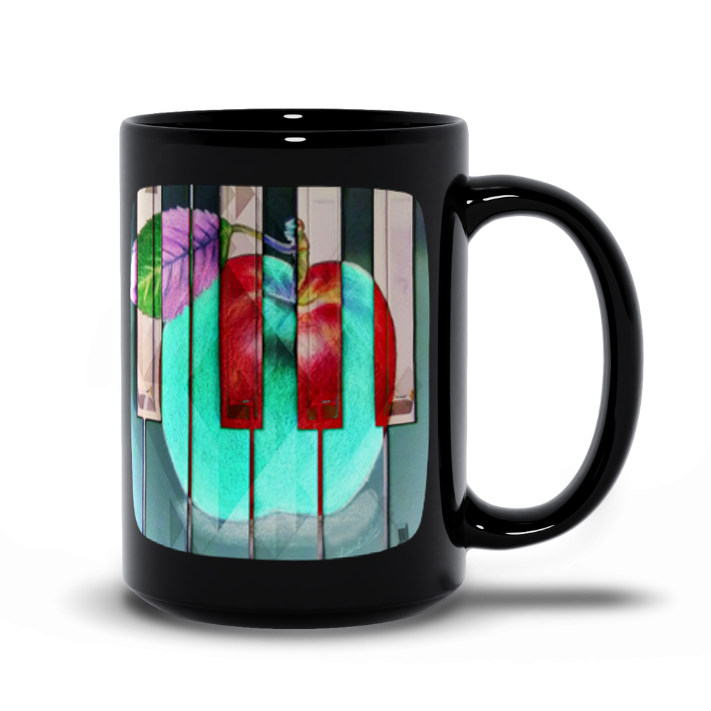 Glowing Apple - Black Mug - Lisa Dailey Black Cat Art & Design