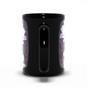 Lavender Beauties - Black Mug - Lisa Dailey Black Cat Art & Design