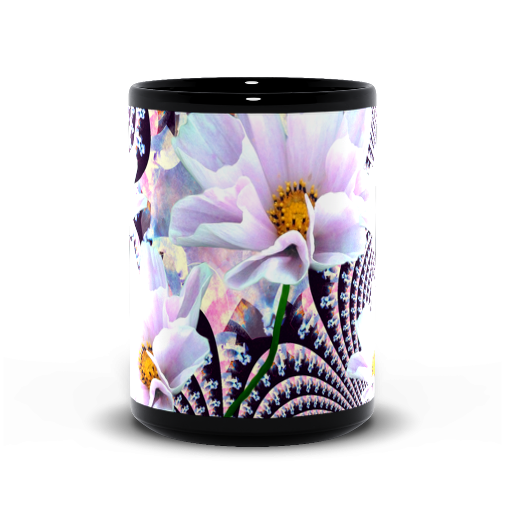 Lavender Beauties - Black Mug - Lisa Dailey Black Cat Art & Design