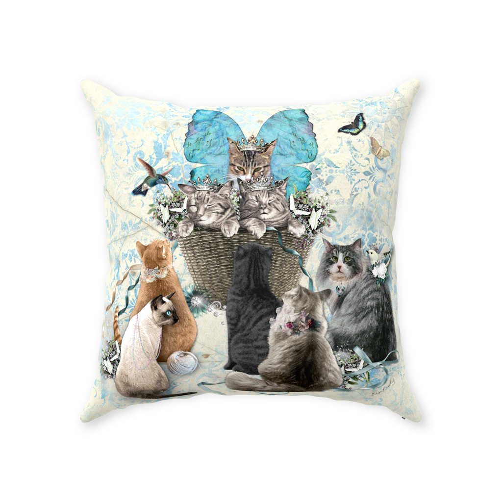 A Tisket a Tasket Cats in a Basket - Throw Pillow