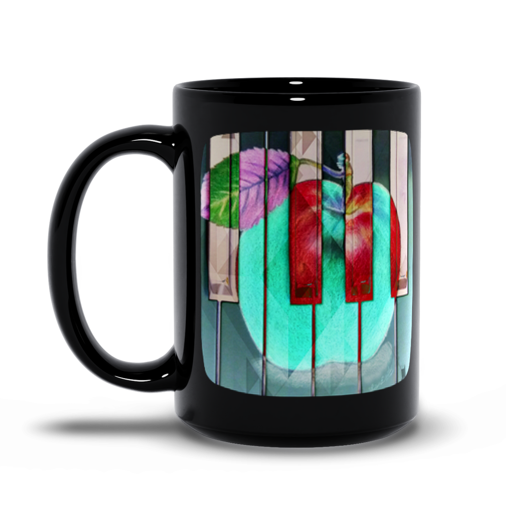 Glowing Apple - Black Mug - Lisa Dailey Black Cat Art & Design