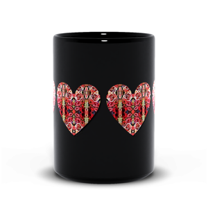 Floral Heart - Black Mug - Lisa Dailey Black Cat Art & Design
