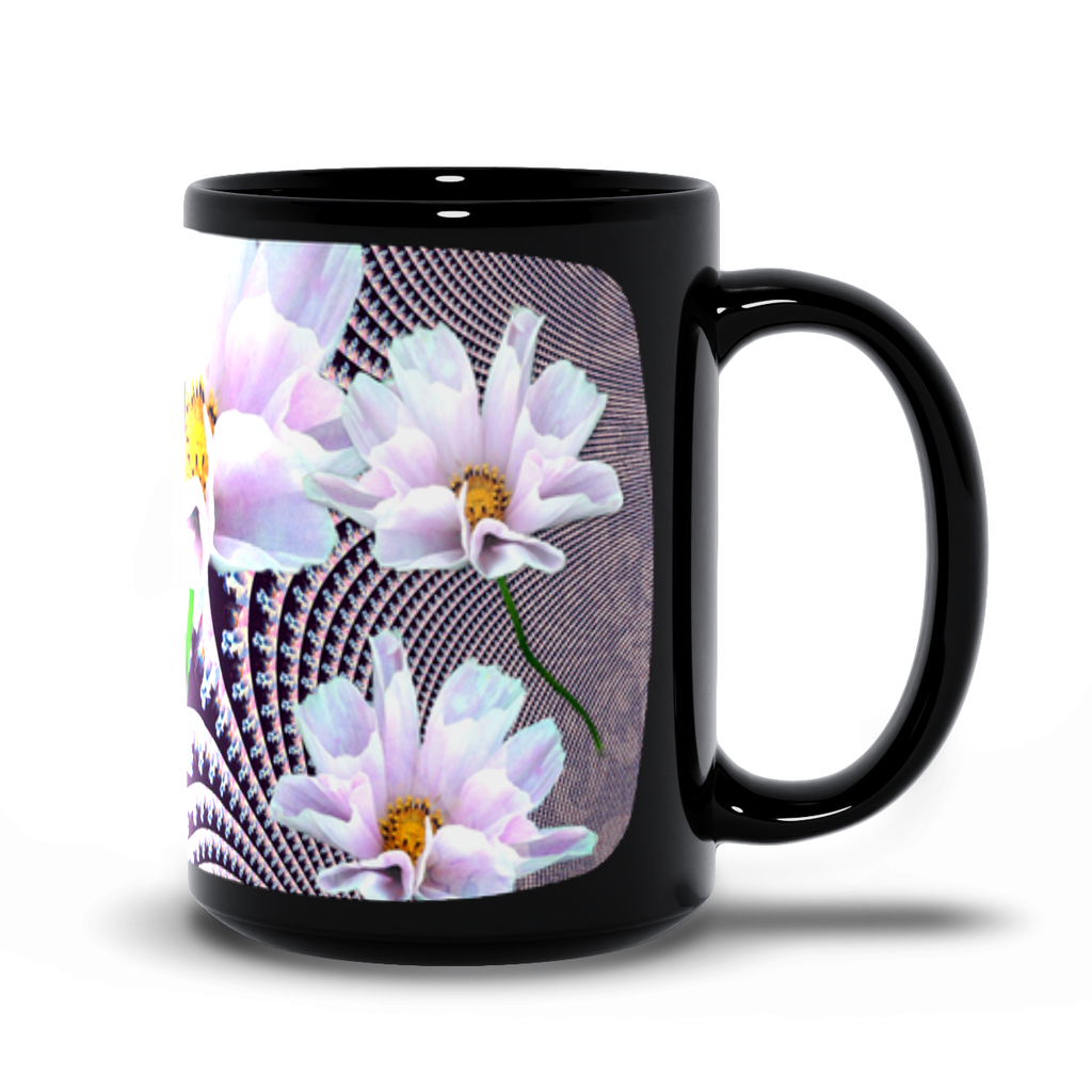 Lavender Beauties - Black Mug - Lisa Dailey Black Cat Art & Design